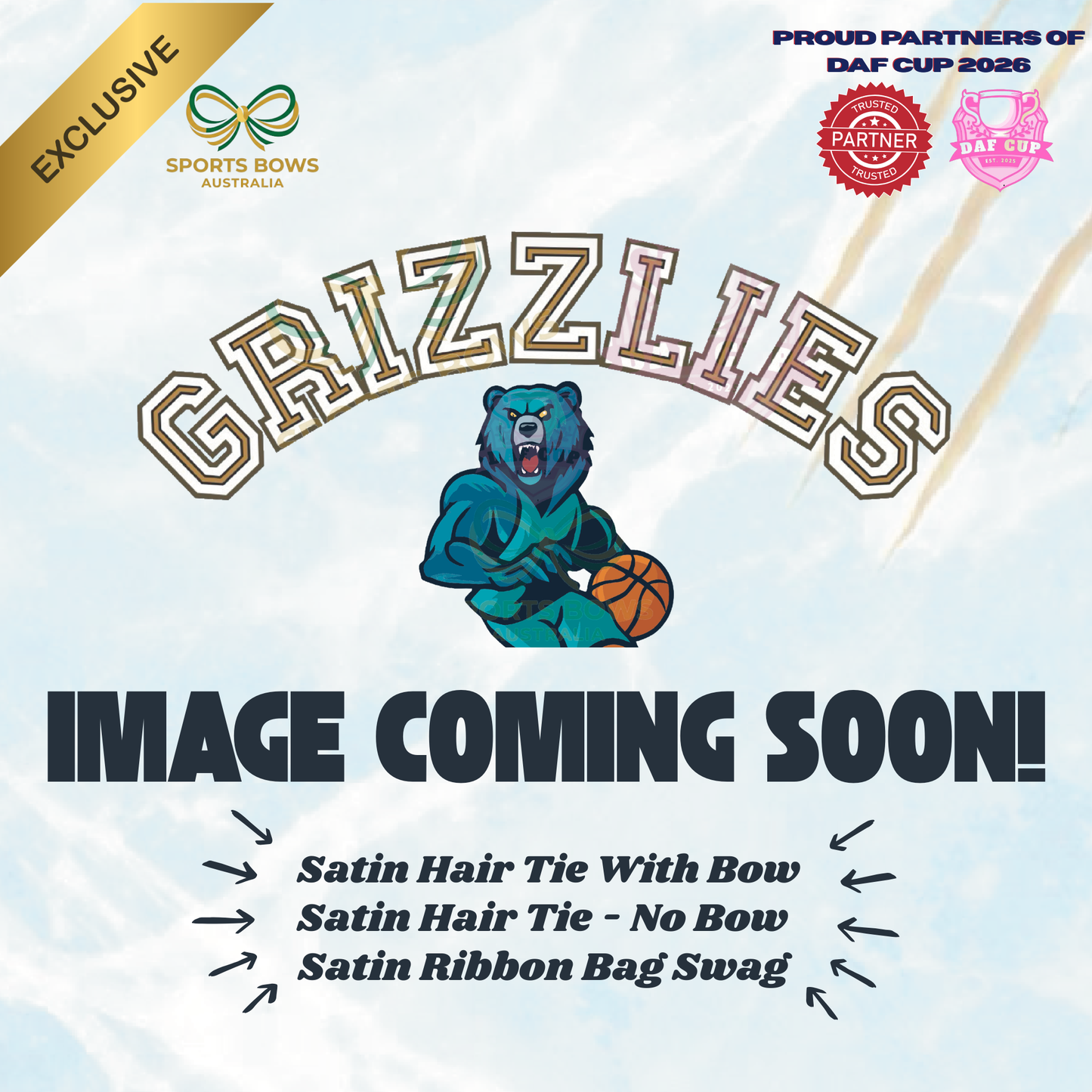 GRIZZLIES - OFFICIAL DAF CUP SATIN HAIR BOW & ACCESSORIES