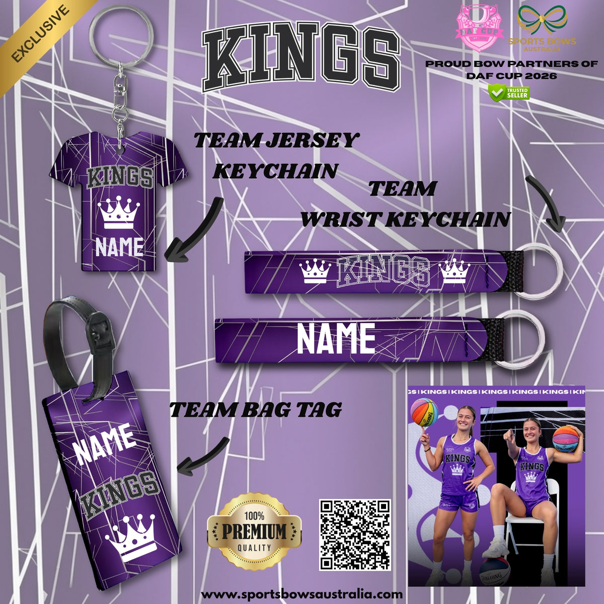 KINGS - OFFICIAL DAF CUP SATIN HAIR BOW & ACCESSORIES