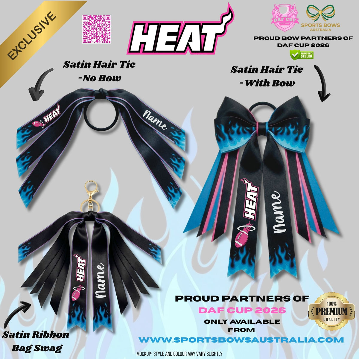 HEAT - OFFICIAL DAF CUP SATIN HAIR BOW & ACCESSORIES