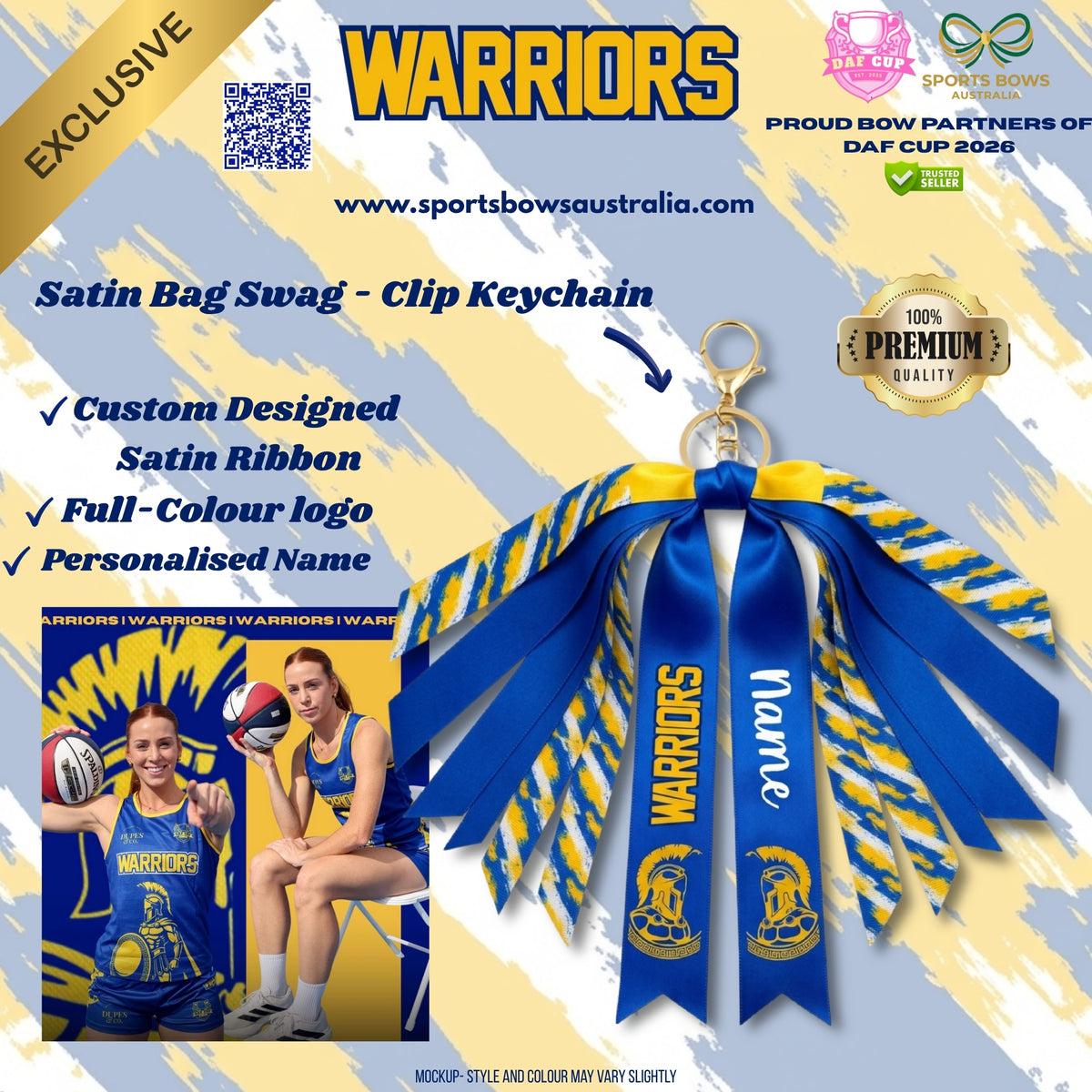 WARRIORS - OFFICIAL DAF CUP SATIN HAIR BOW & ACCESSORIES