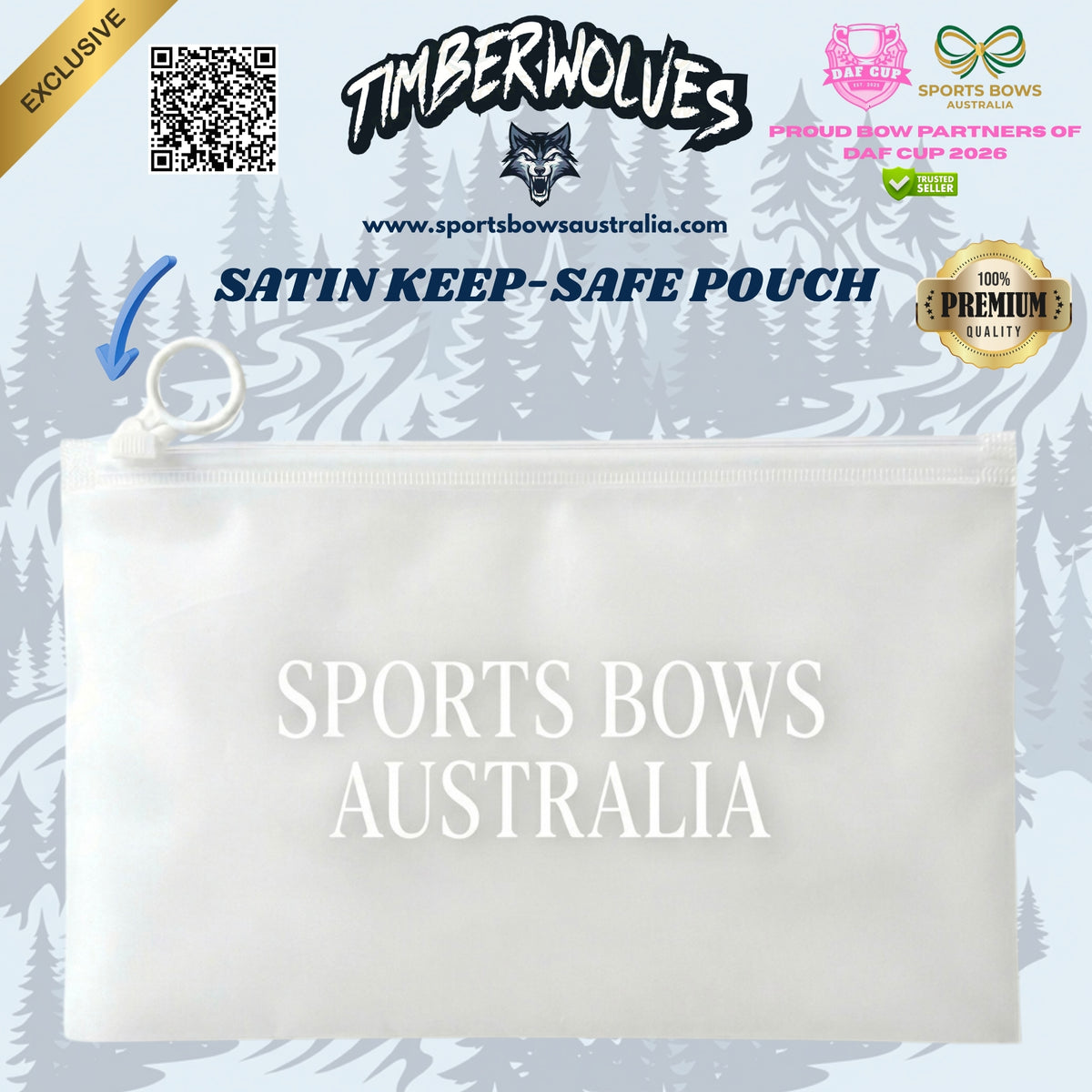TIMBERWOLVES - OFFICIAL DAF CUP SATIN HAIR BOW & ACCESSORIES