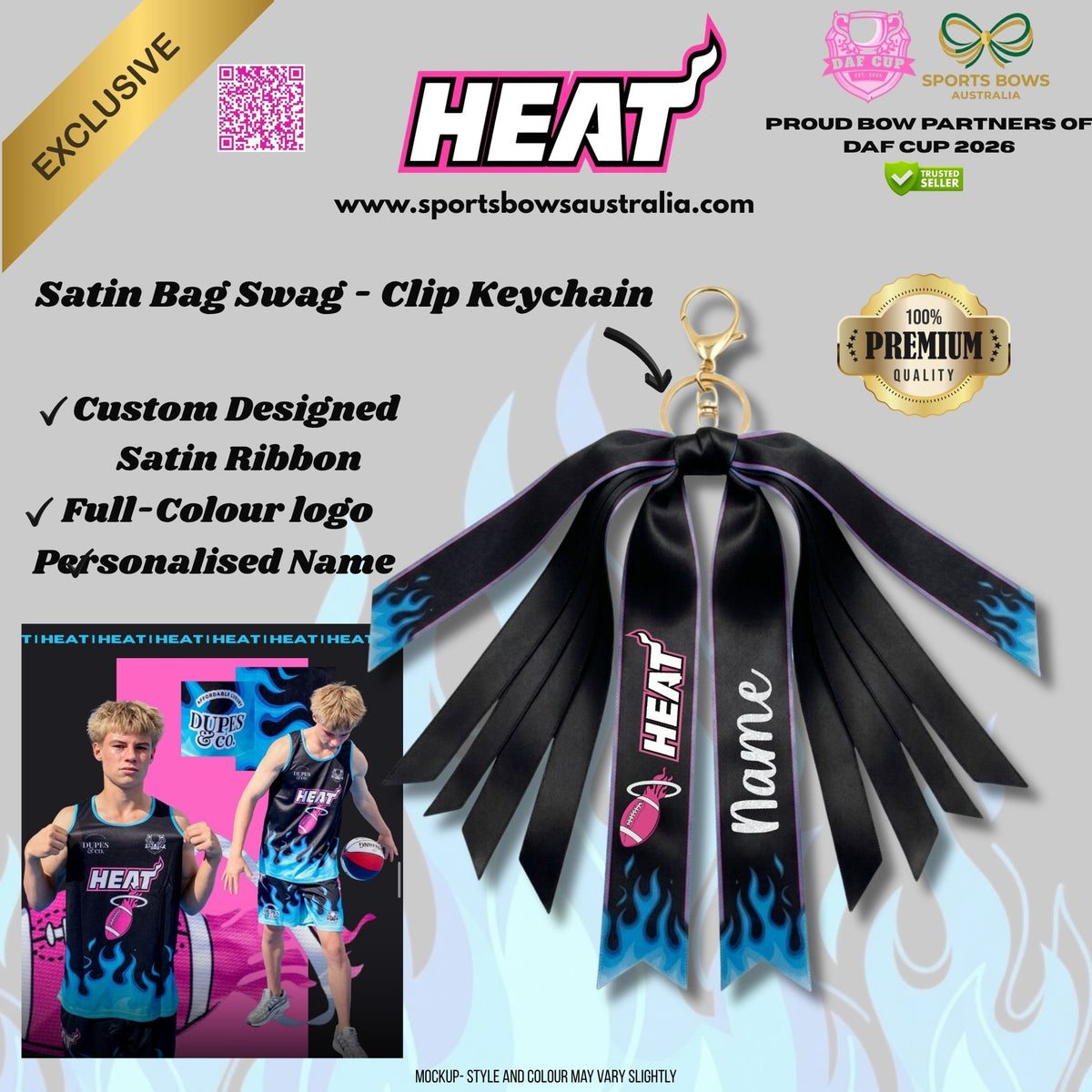 HEAT - OFFICIAL DAF CUP SATIN HAIR BOW & ACCESSORIES