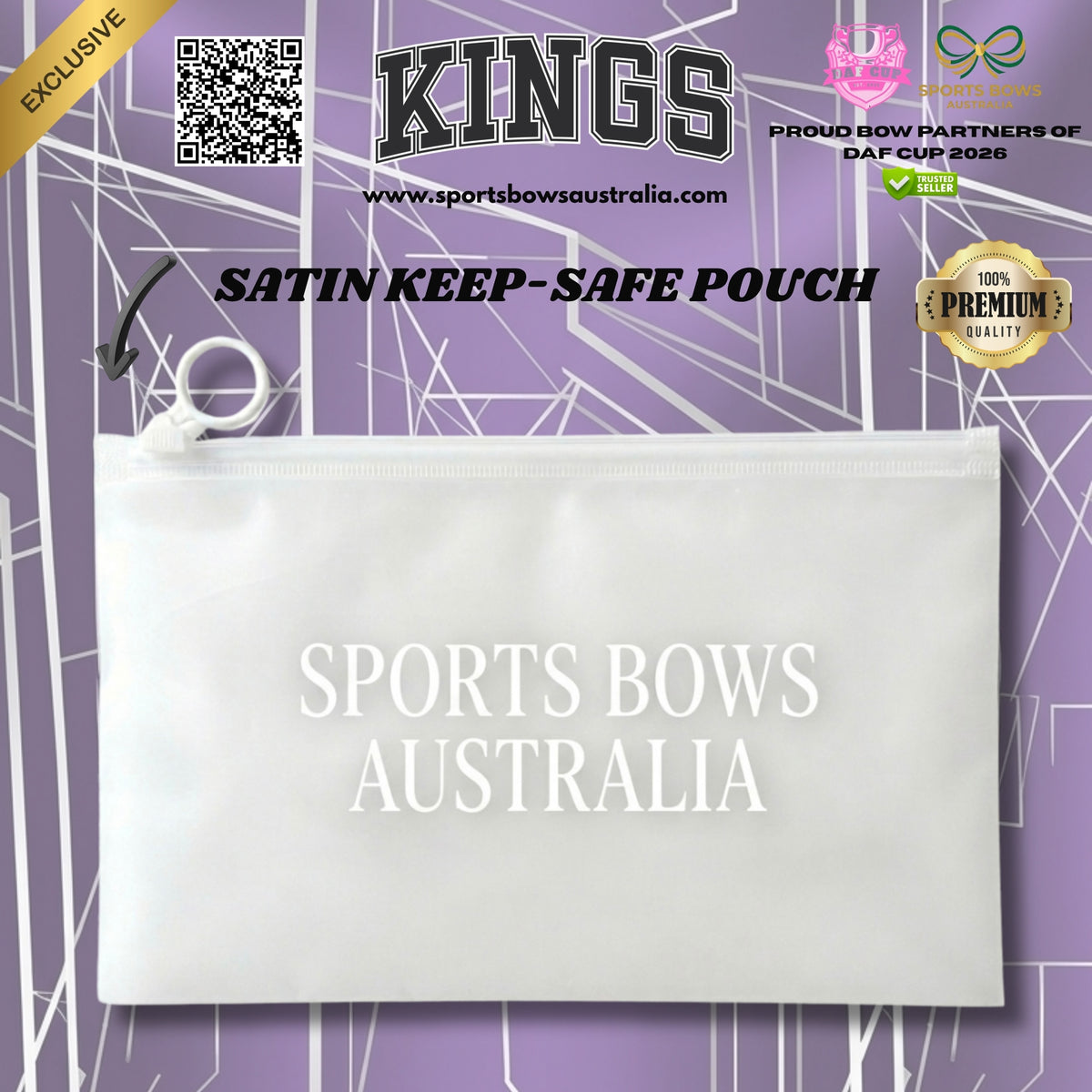 KINGS - OFFICIAL DAF CUP SATIN HAIR BOW & ACCESSORIES