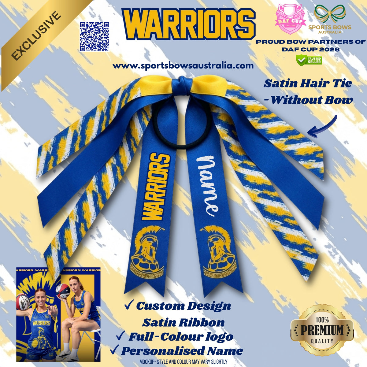 WARRIORS - OFFICIAL DAF CUP SATIN HAIR BOW & ACCESSORIES