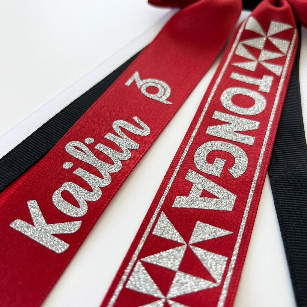 Custom Coloured Personalised Satin Ribbon Bows