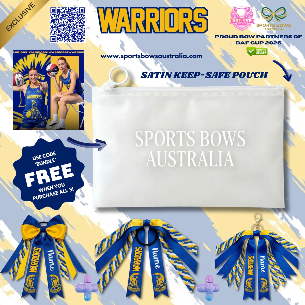 WARRIORS - OFFICIAL DAF CUP SATIN HAIR BOW & ACCESSORIES