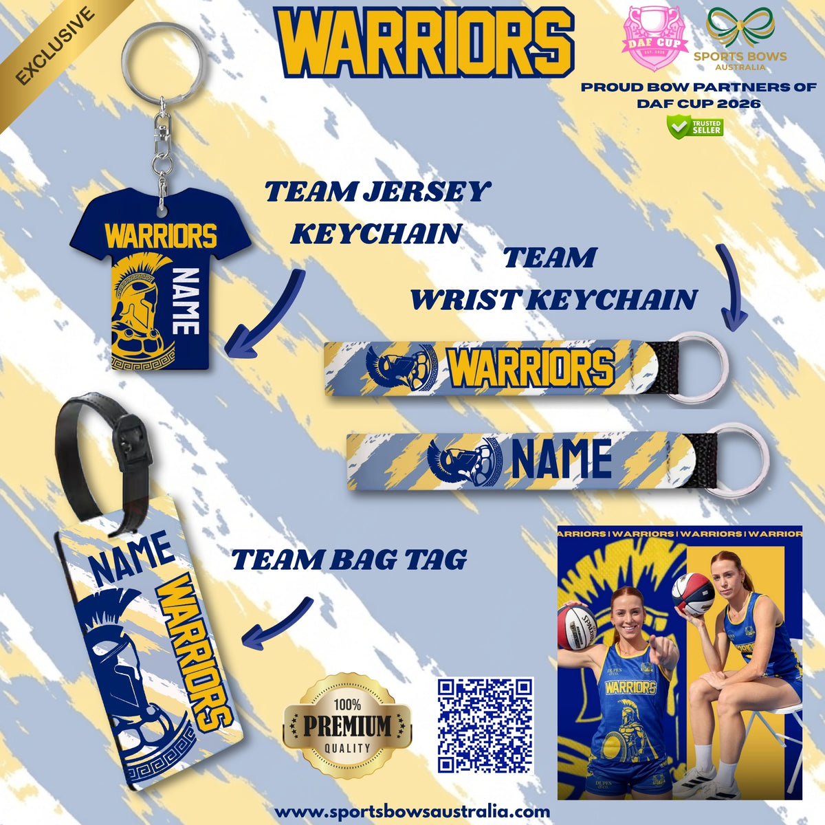 WARRIORS - OFFICIAL DAF CUP SATIN HAIR BOW & ACCESSORIES