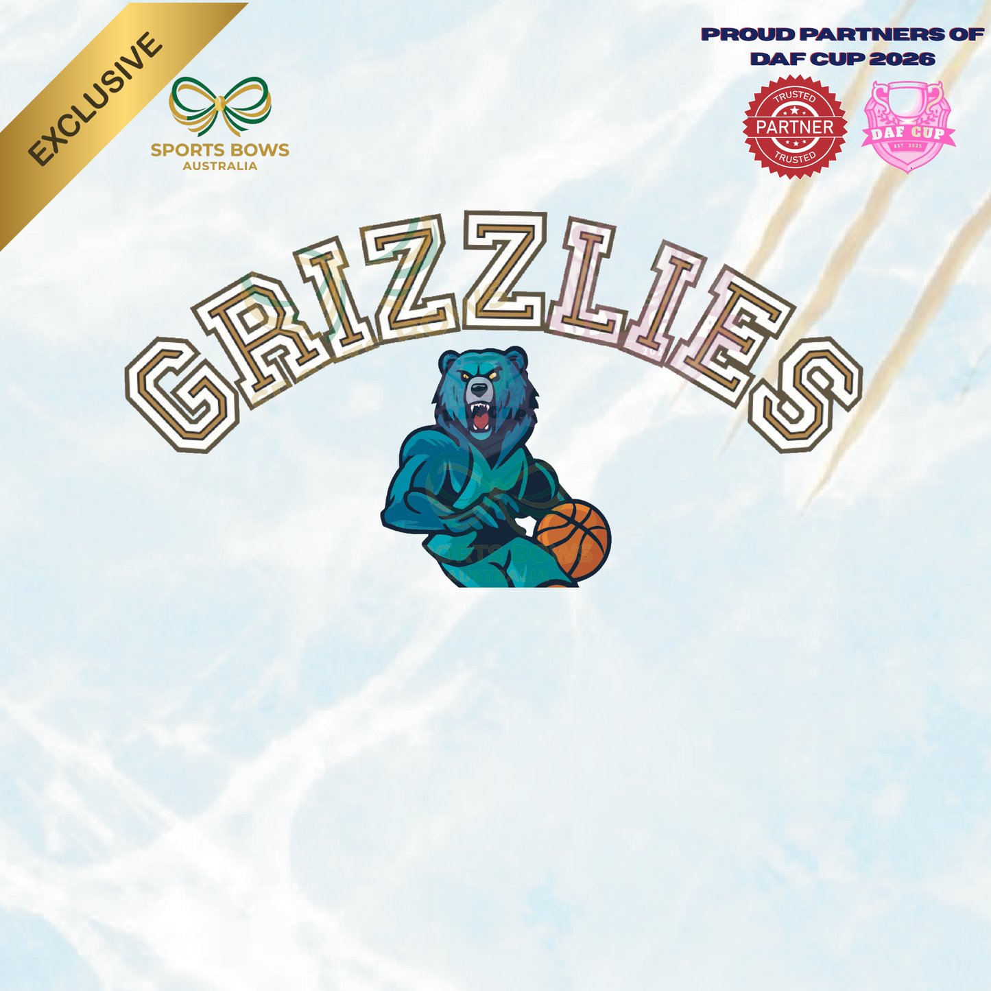 GRIZZLIES - OFFICIAL DAF CUP SATIN HAIR BOW & ACCESSORIES