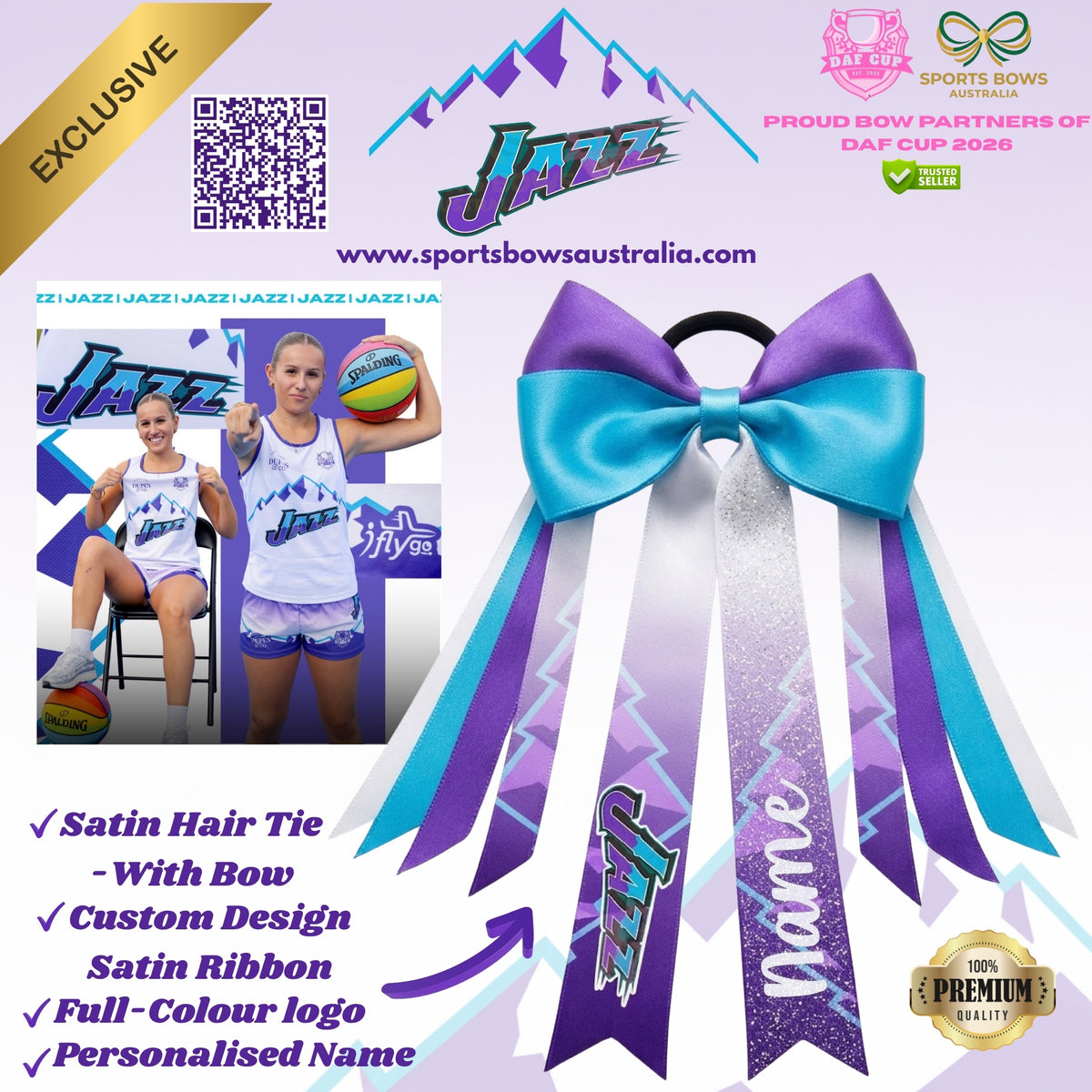 JAZZ - OFFICIAL DAF CUP SATIN HAIR BOW & ACCESSORIES