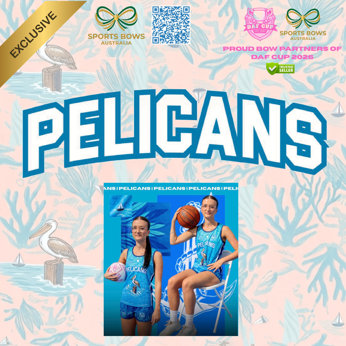 PELICANS - OFFICIAL DAF CUP SATIN HAIR BOW & ACCESSORIES