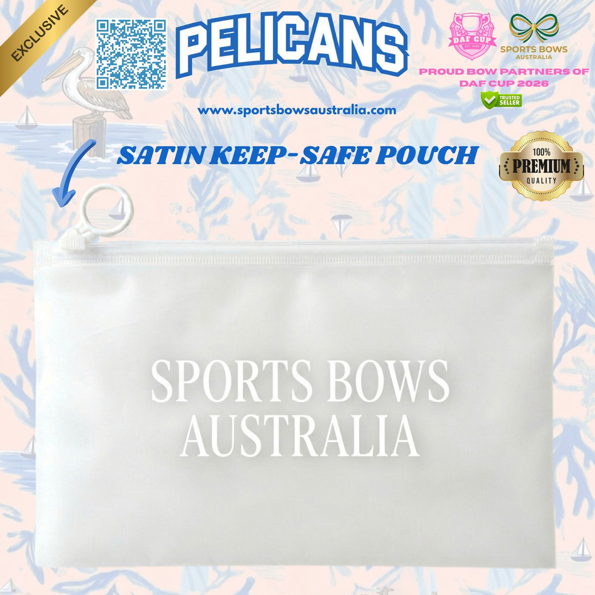 PELICANS - OFFICIAL DAF CUP SATIN HAIR BOW & ACCESSORIES