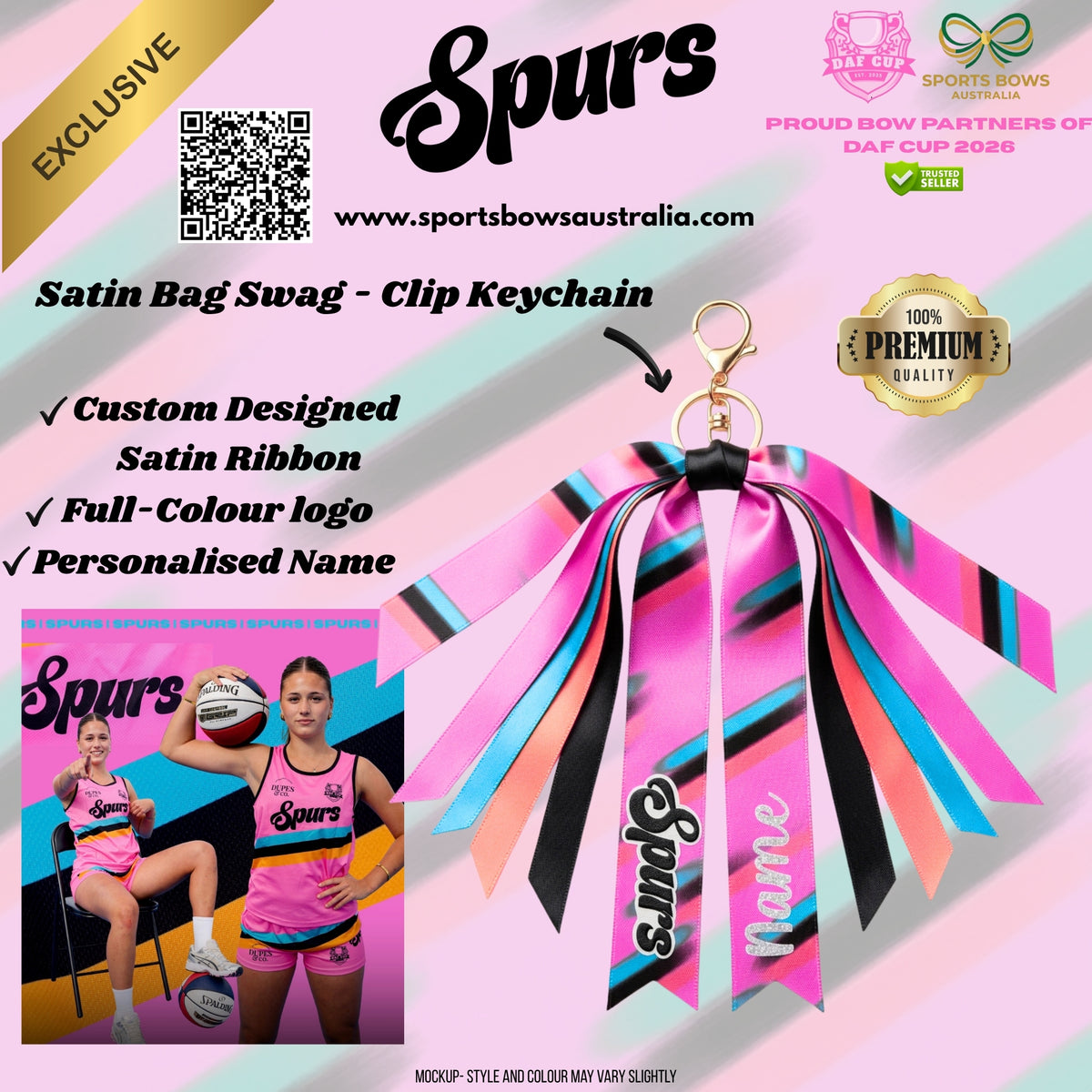 SPURS - OFFICIAL DAF CUP SATIN HAIR BOW & ACCESSORIES
